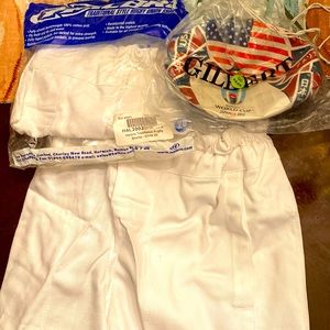 Rugby kids bundle, Two 20” waist white cotton Rugby shorts with mini Rugby ball.